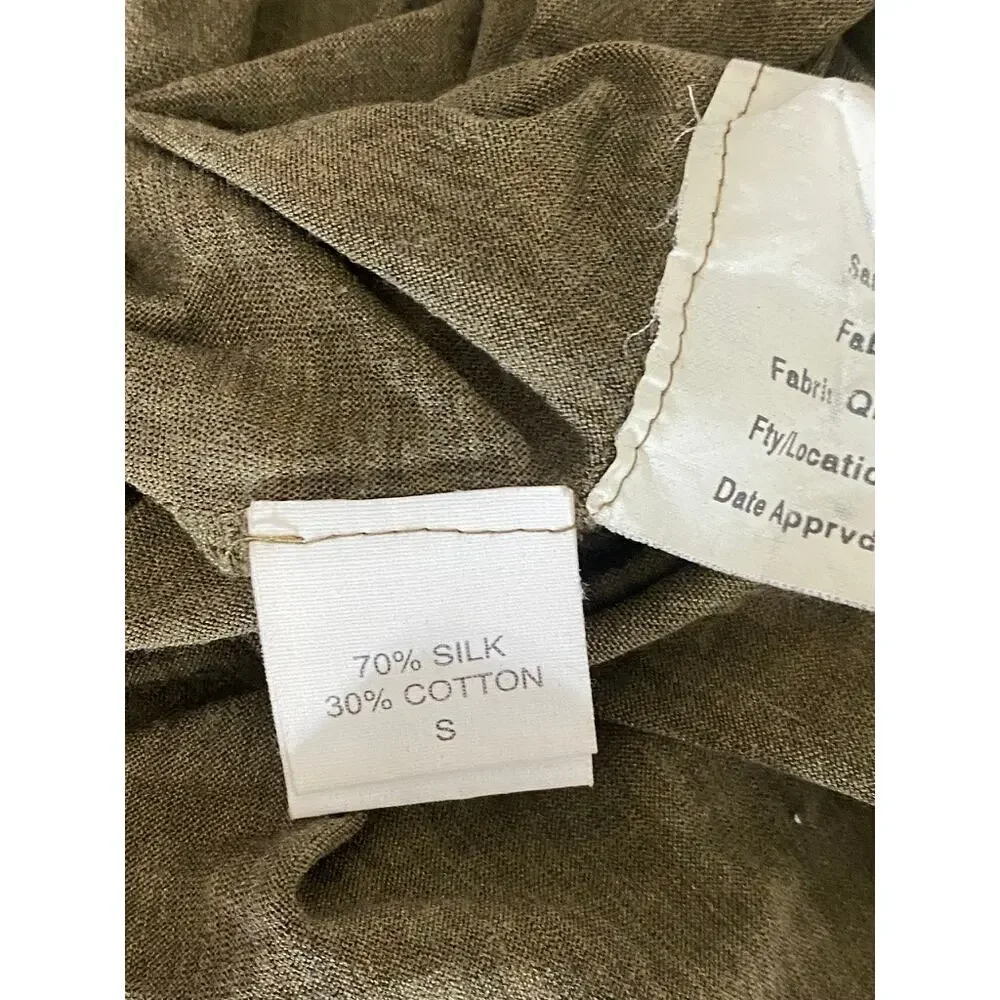 EILEEN FISHER Women's Olive Green Scoop-Neck Solid Silk-Cotton Tank Top SZ S - Picture 9 of 10